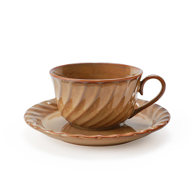 European vintage glaze change ceramic coffee cup Cappuccino Latte Fancy Coffee Latte cup and saucer set 200ML