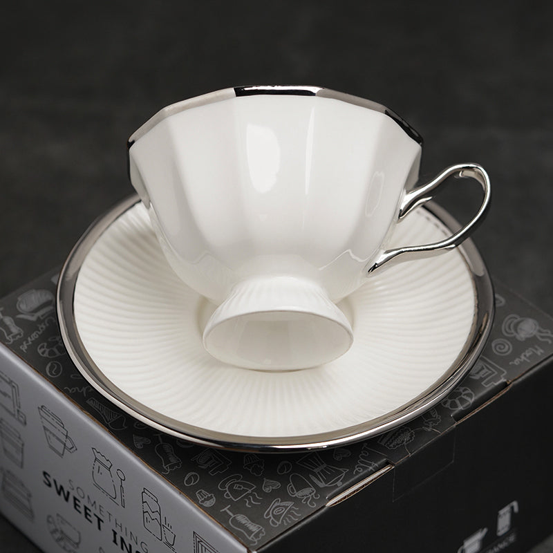 European twelve corner cup vintage coffee latte cup high-grade delicate light luxury high-grade holiday gift box ceramics